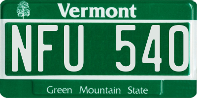 VT license plate NFU540