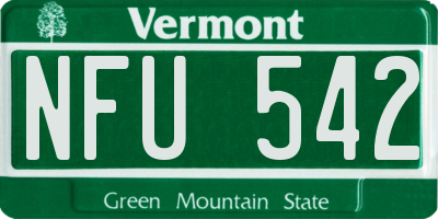 VT license plate NFU542
