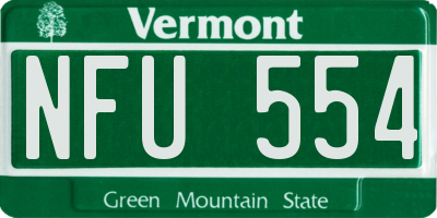 VT license plate NFU554