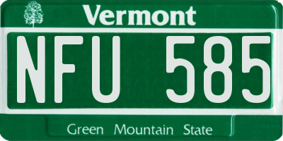 VT license plate NFU585