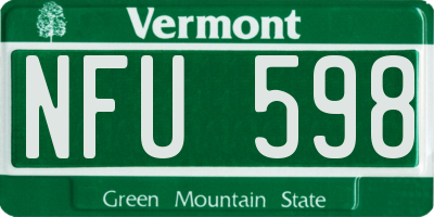 VT license plate NFU598