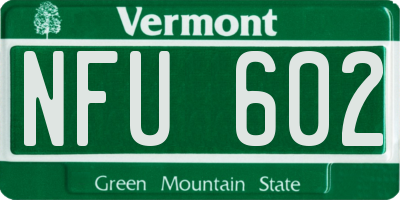 VT license plate NFU602