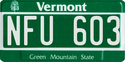 VT license plate NFU603