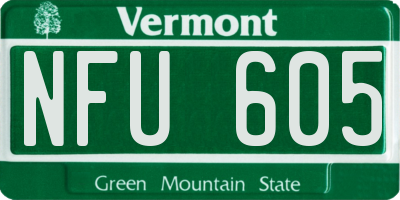 VT license plate NFU605