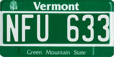 VT license plate NFU633
