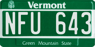 VT license plate NFU643