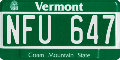 VT license plate NFU647