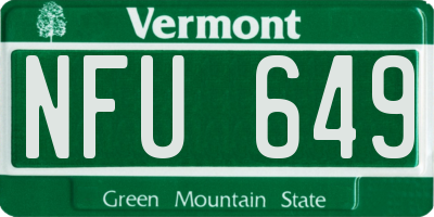 VT license plate NFU649