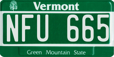 VT license plate NFU665