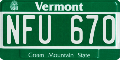 VT license plate NFU670