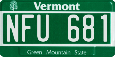 VT license plate NFU681
