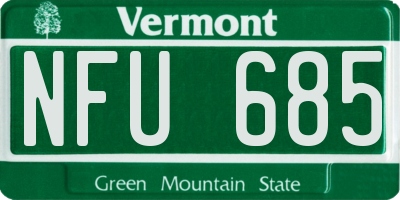VT license plate NFU685