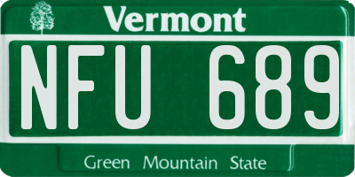 VT license plate NFU689