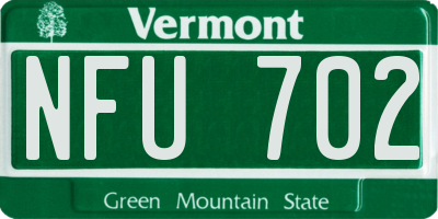 VT license plate NFU702