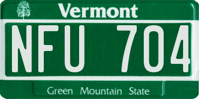VT license plate NFU704