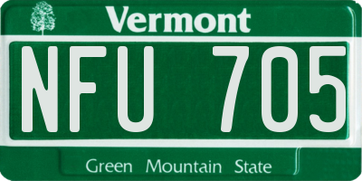 VT license plate NFU705