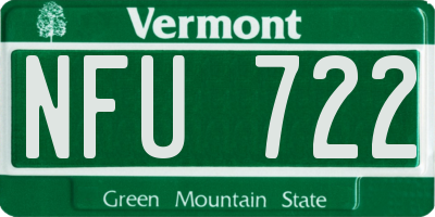 VT license plate NFU722