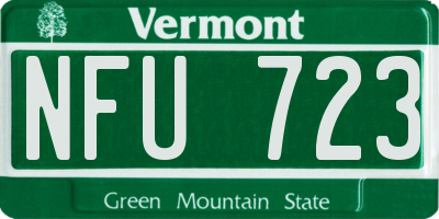 VT license plate NFU723