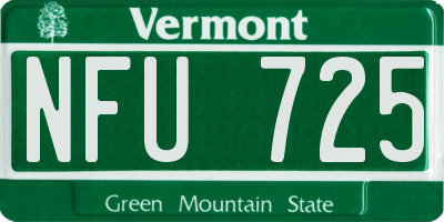 VT license plate NFU725
