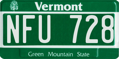 VT license plate NFU728