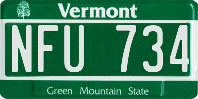 VT license plate NFU734