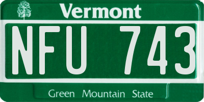 VT license plate NFU743