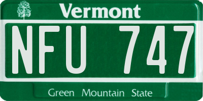 VT license plate NFU747