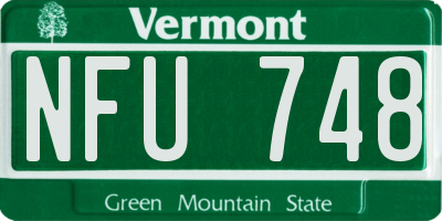 VT license plate NFU748