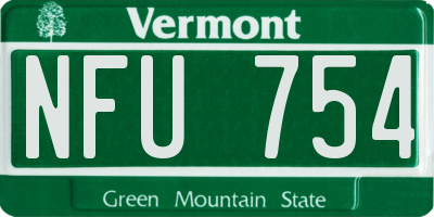 VT license plate NFU754