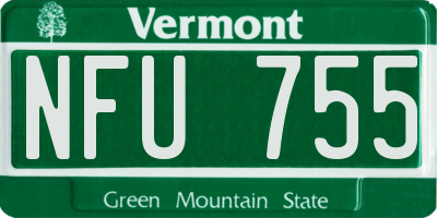 VT license plate NFU755