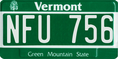 VT license plate NFU756
