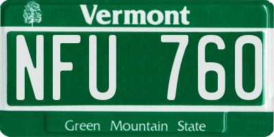 VT license plate NFU760
