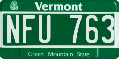 VT license plate NFU763