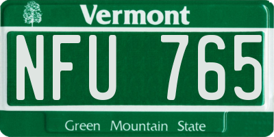 VT license plate NFU765