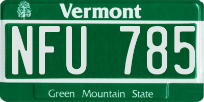 VT license plate NFU785