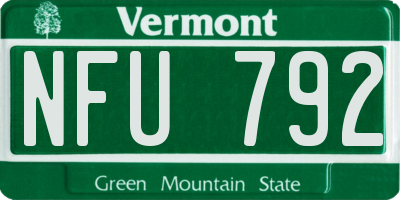 VT license plate NFU792