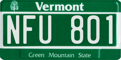 VT license plate NFU801