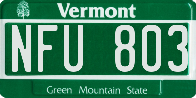 VT license plate NFU803