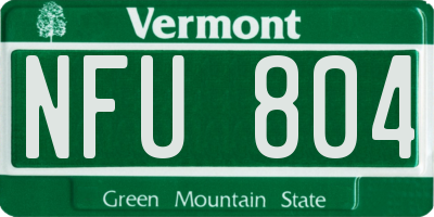 VT license plate NFU804
