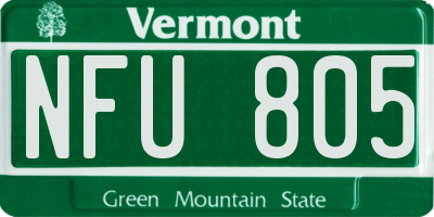 VT license plate NFU805