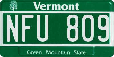 VT license plate NFU809