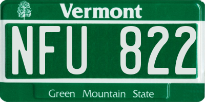 VT license plate NFU822