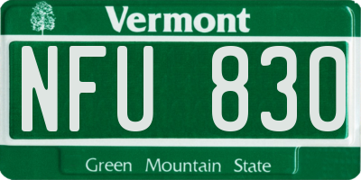 VT license plate NFU830