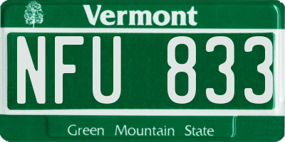 VT license plate NFU833