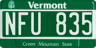 VT license plate NFU835