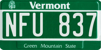 VT license plate NFU837