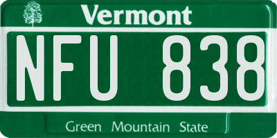 VT license plate NFU838