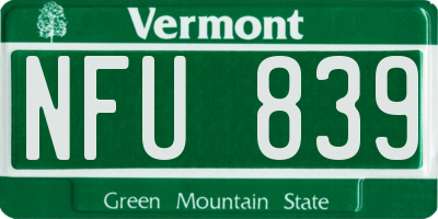 VT license plate NFU839