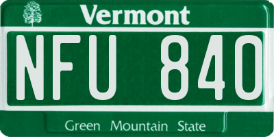VT license plate NFU840