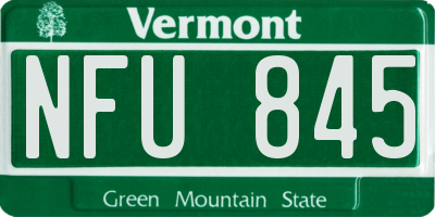 VT license plate NFU845